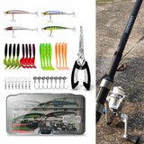 Fishing Rod Reel Combo - 2PCS 6.89ft Collapsible Rods 2PCS Spinning Reels Lures Set Fishing Pliers Carrier Bag for Travel Saltwater Freshwater Fishing Telescopic Fishing Pole Kit