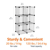 Amazon Basics 6-Cube Wire Grid Stackable Storage Organizer, Metal Shelving Unit, No-Tool Assembly, 26"W x 38"H x 12.6"D, Black