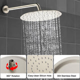 JQBQS Shower Faucet Set 12IN Brass Rough-In Valve Body Trim Kit Rainfall Included Handle Accessories Complete 2 Functions with Rain Head and Handheld Bathroom Systems (12'', Brushed Nickel)