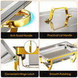 Chafing Dishes for Buffet 4 Pack 7 Pans, 9.5QT [Sturdy & Rolled Edge] Chafing Dish Buffet Set, [Mirror-Like Polished Finish] Easy to Clean Food Warmers for Parties, Gathering, Wedding, Event, Catering