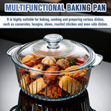 Glass Baking Dishes for Oven, 2 Pack Baking Dish with Lid, Round Casserole Dishes for Oven with Lids, Clear Glass Casserole Dish with Lid Oven Safe for Baking, Cooking, Storage, 1.7Qt and 2.5Qt