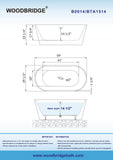 WOODBRIDGE 59" Acrylic Freestanding Bathtub Contemporary Soaking White Tub with Brushed Gold Overflow and Drain，B0014-BG