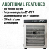 LEM Products BigBite 16-Tray Stainless Steel Dehydrator, Food Dehydrator for Beef Jerky, Meat, Vegetables, and Fruits, Includes Dryer Machine and 16 Trays, Silver
