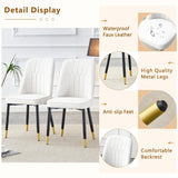 Vohuai Round Dining Table Set for 4, 45''Marble Grain Dining Room Table Set for 4 with Upholstered Chairs, Modern Dinner Table Set for Kitchen Dining Room