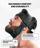 DMoose Fitness Neck Harness for Weight Lifting - Soft Padded Head & Chin Strap with 30" Heavy Duty Steel Chain - Neck Exerciser, Trainer & Strengthener to Support Injury Recovery (Black Legacy)