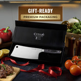Cutluxe Meat Cleaver Knife – Ultra Sharp 7" Meat Cleaver, Butcher Knife, High Carbon Stainless Steel Blade, Full Tang Pakkawood Handle – Shinobi Series