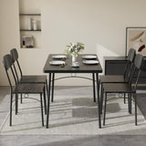 Dining Table Set for 4, 5-Piece Kitchen Table with 4 Chairs, MDF Board Tabletop with Metal Frame for Small Space