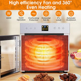 Dehydrators for Jerky, 8 Stainless Steel Trays, 600W Fruit Dehydrator, 24H Timer and 190°F Temperature Control, Overheat Protection, Food Dryer for Jerky, Herbs, Fruit, Dog Treats