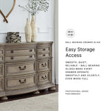 Signature Design by Ashley Ardenfield Traditional Nine-Drawer Dresser with Dovetail Construction, Top Drawers Felt Lined, Metal Hardware, Wood, Light Brown