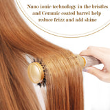 SIMPOR Large Round Brush for Blow Out, Nano Thermal Ceramic and Ionic Tech Round Barrel Hair Brush with Boar Bristles, Roller for Blow Drying (Gold, 4 inch, Barrel 2.7 Inch, 65mm)