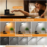Sailstar Desk Lamp, Bedside Table Lamps with Wireless Charger and Clock, 30Mins Auto-Off Night Light Lamp, 3 Color Modes Dimmable Touch 800LM CRI 95, LED Desk Lamps for Home Office, Adapter Included