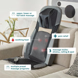 HoMedics Back Massager with Heat, Shiatsu Elite II Heated Neck and Back Massage Cushion. 3 Different Massage Styles and 3 Massage Zones. Comes with Controller and Chair Straps