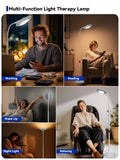 48000 LUX UV-Free Sunlight Lamp, 36W Bright LED Floor Lamp, Full Spectrum Sun Lamp, 7 Brightness Levels 4 Color Temps with Remote, Adjustable Height Reading Floor Lamp for Living Room Bedroom Office