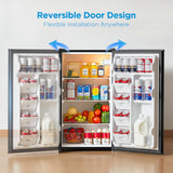 Midea MERM33S1ABB Mini Fridge, 3.3 Cu.ft Compact Fridge with Internal Light, Adjustable Thermostat, Reversible Door, Low Noise for Dorm, Office, Bedroom Black