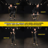 Long Resistance Bands for Working Out - Pull Up Assistance Bands with Handles, Door Anchor - Stretch Bands for Exercise Bands Resistance Bands Set (Green Set with Bar)
