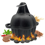 JULYSVE Small Cast Iron Smoker Box & Garlic Roaster Garlic Presses, Pre-Seasoned Wood Chip Smoker Box for Gas/Pellet/Charcoal Grills, Cast-Iron Garlic Baker