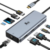 9-in-1 Docking Station Dual Monitor 4K LIONWEI USB C Hub for Laptop Mac