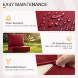 moosprr Outdoor Chair Cushions Set of 3, Waterproof 24x24 Patio Chair Cushion, 6" Thickened Seat Cushion for Outdoor Furniture, Couch Cushion Replacement, Include 3 Back & 3 Seat Cushions, Thick/Red