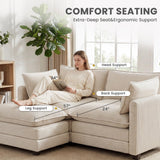 78'' Modular Sectional Cloud Couch with Movable Ottoman