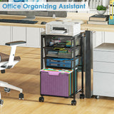Sbanmao 4 Drawers Rolling File Cart, Under Desk Mobile Filing Cabinet with Wheels, File Cabinets, Black