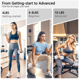 Adjustable Dumbbell Set of 2 Total 20 Lbs 4-in-1 Each 4lb 6lb 8lb 10lb 1s-Adjust Dual-Stable Free Weights for Women Men Home Gym Outdoor Workouts (White [20LBS Total])