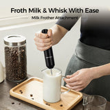 Cordless Hand Blender, 12V Rechargeable Immersion Blender with Brushless Motor, 60+ Bowls per Charge, 2-Blade, Auto Lock, Whisk & Frother for Soup, Smoothies, Baby Food