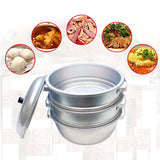 TrueCraftware- 13" x 19-1/2" Aluminum 3 Tier Steamer Set 1/8” hole size- Steamer for Cooking Pot Food Steam Pots with Lid for Cooking Vegetables Seafood Soups Stews and Pasta