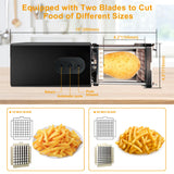 Electric French Fry Cutter, Commercial Automatic French Fry Cutter, Stainless Steel Potato Cutter with 1/2-Inch & 3/8-Inch Blade, Electric Potato Cut Machine for Restaurants & Home Kitchen