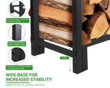 Luoieo Firewood Rack Outdoor 8 FT - Adjustable Length (2.6-8ft), Holds 1/2 Face Cord Firewood, Heavy Duty Log Holder with 14 Support Legs for Backyard Fire Pit & Indoor Fireplace,Black