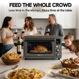 VAL CUCINA Non-Toxic Enamel Interior Air Fryer Toaster Oven Combo, 26.3 QT Countertop Convection Oven 10-in-1, Infrared Heating, Fits 12” Pizza & 6-Slice Toast, Easy Clean Enamel Baking Pan Included