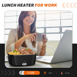 ESOHOT Heated Lunch Box,120W Electric Lunch Box for Adults with 1.5L 304 Stainless Steel Container, 12V/24V/110V Lonchera Eléctrica Portátil for Travel,Work,Car,Truck (Pure Black, 1.5L x 4)