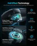 HIKICESOM Wireless Hall Effect Controller for PS5/PS5 Pro/PC/Mac, Anti-Stick-Drift Gamepad with Back Paddles, 6-Axis Motion Sensor, Turbo & Macro, Dual Vibration, Built-in Speaker, 3.5mm Audio Jack, Mute Key, LED Lighting (7Colors, 4 Effects) - Night Blac