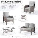 ovios 7-Piece Patio Furniture Set, Outdoor Wicker Sofa with Swivel Chairs Coffee Table