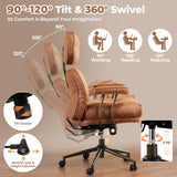 ovios Home Office Chair with Thick Cushion, Mid-Century Modern Faux Leather Ergonomic Chairs, High Back Swivel Rolling Computer Executive Armchair (Brown, Suede Leather)