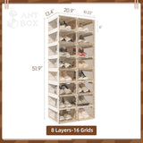 Foldable Shoe Rack, Shoe Organizers for Closet Plastic Shoe Storage Box for Entryway, Living Room, Large Sturdy Stackable ANTBOX