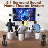 Bobtot Surround Sound Systems Wireless Rear Satellite Speakers - 800W 6.5inch Subwoofer 5.1 Surround Sound System for TV/2.1 Channel Home Theater Systems with ARC Optical Bluetooth Input
