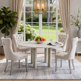 SSLine Faux Stone Round Dining Table Set for 4 w/Velvet Chair,Mars Pattern