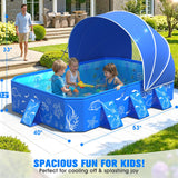 2026 Kiddie Pool with Canopy,Baby Swimming Pool for Toddler,Non-Inflatable Portable Pool for Kids,Foldable Toddler Pool with Shade,Kiddie Pool for Backyard,Pop Up Baby Beach Pool 53''×40×33''