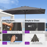PURPLE LEAF Business Patio Umbrella 10' x 13' Semi Auto Lift, Grey