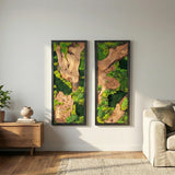 Handmade Preserved Moss Wall Art with Solid Cedar Wood Frame, 100% Real Moss Wall Decor, Maintenance-Free Greenery Art for Modern Office & Home, Unique Vertical Nature Art Gift 1 Piece, 20" x 55"