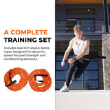 Stroops Son of The Beast Elastic Battle Ropes | Dual Safety Sleeved Resistance Bands Rope for Strength Training, Agility Work, and Full Body Workout | 150lbs, Pair - Black