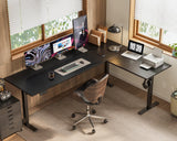 71 Inch Reversible L Shaped Electric Standing Desk, Height Adjustable Corner Stand up Desk