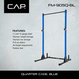 CAP Barbell Power Rack with Pull Up Bar & Attachments - Squat Rack & Strength Training Power Cage for Home Gym - Blue