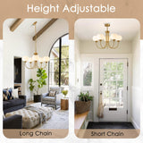 FEAZAC Modern Globe Chandelier 5 Light Mid Century White Milk Glass Vintage Sputnik Hanging Chandeliers Gold Pendant Light Fixtures for Dining Room Kitchen Living Room Bedroom