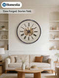 Homestia Large Wall Clock, Non Ticking Silent Battery Operated Clock, Classical Metal Minimalist Roman Numeral Dial, Large Clock Wall for Living Room, Kitchen, Bedroom, Office – Housewarming Gift