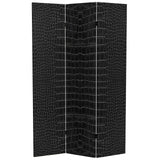 Red Lantern 6 ft. Tall Double Sided Black Crocodile Print Canvas Room Divider 3 Panel Freestanding Folding Privacy Screen Partition and Separator for Modern and Contemporary Bedroom Home Office Studio Red Lantern