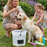 YOSOKI USOKI Portable Rechargeable Camping Shower Pump - 4000mAh Battery Outdoor Shower Head Sprayer, Draws Water from Bucket for Camping, Hiking, Travel, Car Washing & Pet Cleaning (White)