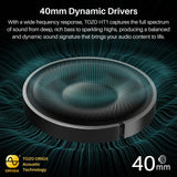 Active Noise Cancelling Headphones, Wireless Over Ear Bluetooth Headphones, 60H Playtime, Red TOZO