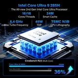 GEEKOM GT15 Max Mini PC,Intel Core Ultra9 285H(99 TOPS)|32GB DDR5+1TB SSD