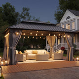 Aoxun 12X16Ft Hardtop Gazebo Metal Gazebo with Galvanized Steel Double Roof
